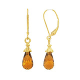 JT ESTATE 18K Yellow Gold Briolette Citrine Dangle Earrings