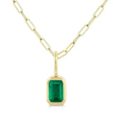 14K Yellow Gold Emerald Solitaire Pendant