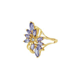 JT ESTATE 14K Yellow Gold Marquise Tanzanite And Diamond Cluster Ring