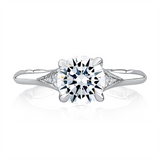 14K White Gold Vintage Round Natural Diamonds Engagement Ring