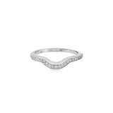 JT ESTATE 14K White Gold Curved Natural Diamonds Band