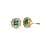 Gold Vermeil May Birthstone Simulated Emerald Halo Earrings