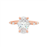 14K Two-Tone 'Adeena' Hidden Halo Oval Natural Diamonds Engagement Ring
