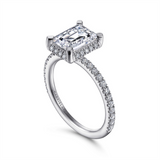 14K White Gold 'Hart' Halo Emerald Cut Natural Diamonds Engagement Ring