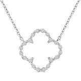Sterling Silver Natural Diamonds Clover Necklace