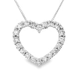 14K White Gold Natural Diamonds Heart Pendant Necklace