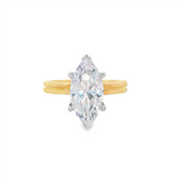14K Yellow And White Gold Hidden Halo Marquise Diamond Engagement Ring