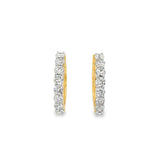 14K White Gold 18Mm Round Huggie Natural Diamonds Hoop Earrings