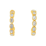 14K Yellow Gold 20Mm Round Contemporary Lab Grown Oval Diamonds Hoop Earrings