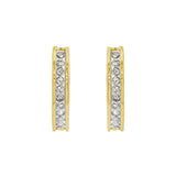 JT ESTATE  14K Yellow Gold Oval Channel Set Natural Diamond Hoops