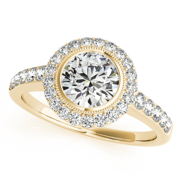 10K Yellow Gold Round Halo Engagement Ring - Jewelers Touch