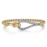 14K Yellow And White Gold Diamond Stirrup Bujukan Bangle