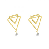 14K Yellow Gold Dangle Natural Diamonds Earrings