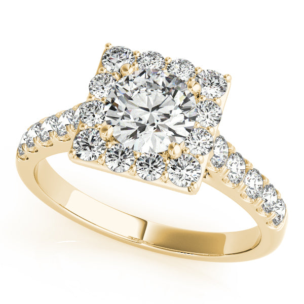 14K Yellow Gold Round Halo Engagement Ring - Jewelers Touch