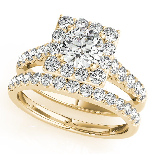 14K Yellow Gold Round Halo Engagement Ring - Jewelers Touch