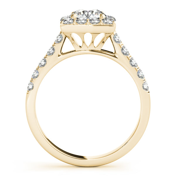 14K Yellow Gold Round Halo Engagement Ring - Jewelers Touch