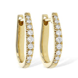 14K Yellow Gold 10Mm Oval Huggie Natural Diamonds Hoop Earrings