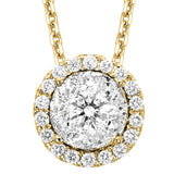 18K Yellow Gold Natural Diamonds Halo Pendant