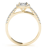 18K Yellow Gold Emerald Halo Engagement Ring - Jewelers Touch