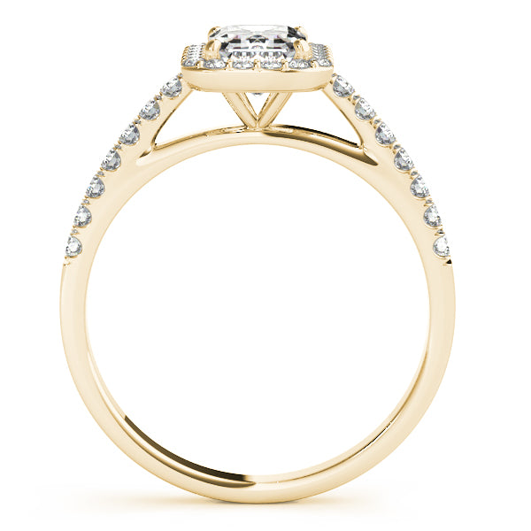 18K Yellow Gold Emerald Halo Engagement Ring - Jewelers Touch