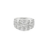 18K White Gold Wide Emerald-Cut Natural Diamond Band