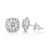 14K White Gold 'Fire & Ice' Halo Natural Diamonds Earrings