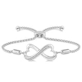 Sterling Silver Natural Diamond Heart Infinity Bolo Bracelet