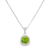 August Birthstone Sterling Silver Peridot Halo Pendant