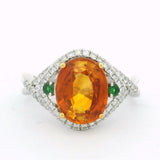 14K Two-Tone Oval Sapphire Halo Ring