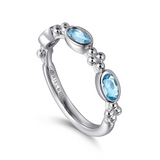 Sterling Silver Blue Topaz Stackable Bujukan Ring