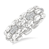Sterling Silver Panther Link Natural Diamonds Ring