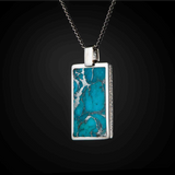 'Turquoise Shift' Sterling Silver Pendant Inlaid With Zinc-Matrix Kingman Turquoise