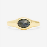 18K Yellow Gold Overlay 'She's A Boss' Labradorite Signet Ring