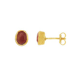 18K Yellow Gold Vermeil Oval Ruby Stud Earrings