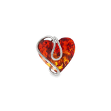 JT ESTATE Sterling Silver Heart Amber Free Form Ring