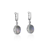 18K White Gold Moonstones Dangle Earrings