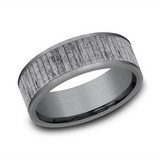 Grey Tantalum Wood Split 8mm Straight Edge Wedding Band
