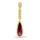 14K Yellow Gold Garnet And Diamond Dangle Pendant