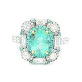 Platinum And 18K Yellow Gold Halo Paraiba Halo Ring