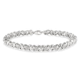 Sterling Silver Natural Diamonds Fancy Link Bracelet