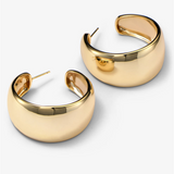 18K Yellow Gold Overlay 'She's So Smooth' Round Thick Hoops