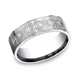Cobalt Chrome 7mm Laser Cross Design Wedding Band
