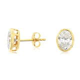 14K Yellow Gold 2.00 CTW Oval Lab Grown Diamonds Stud Earrings