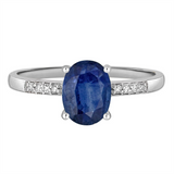 September Birthstone Rings: 14K White Gold Diamond And Sapphire Ring