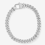 Silver Overlay 'Julian' Cubic Zirconia Cuban Bracelet