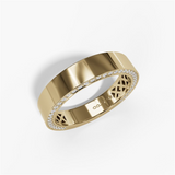 14K Yellow Gold Wide Profile Accent Natural Diamond Band