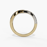 14K Yellow And White Gold Curved Natural Diamonds Band
