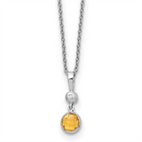 Sterling Silver Citrine And Diamond Circle Pendant