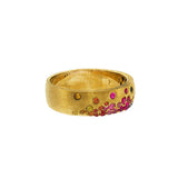 JT ESTATE 14K Yellow Gold Round Rainbow Sapphire And Tsavorite Band