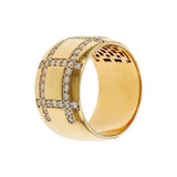 14K Yellow Gold Wide Natural Diamond Band